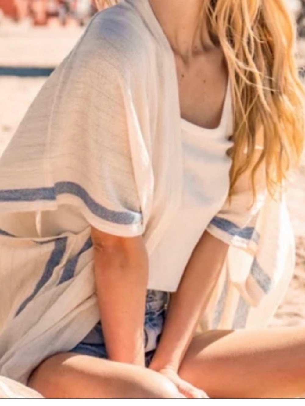RAYS for DAYS BEACH cover up WITH LIGHT BLUE STRIPES ONE SIZE